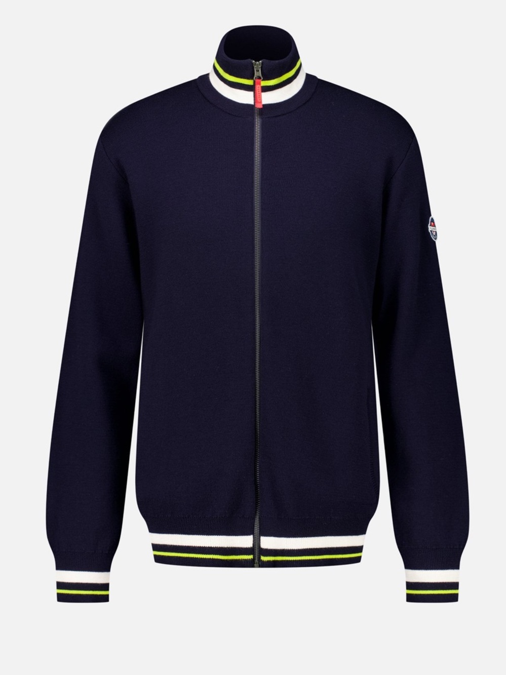 Vuarnet Navy Zip-Up Merino Sweater with Neon Trim